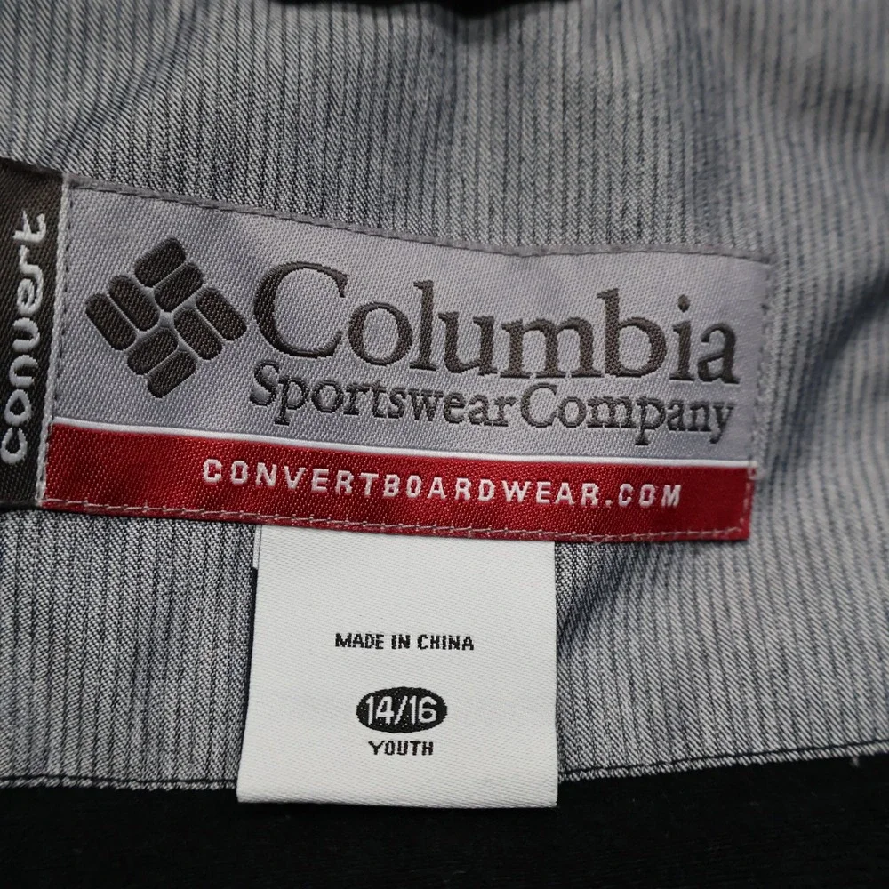Columbia Convert Jacket Youth 14/16 Grey Striped Insulated Ski Snow Outdoor